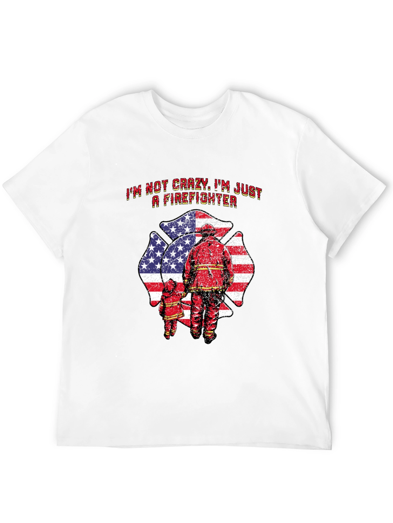Firefighter Dad T-Shirt - American Flag Maltese Cross