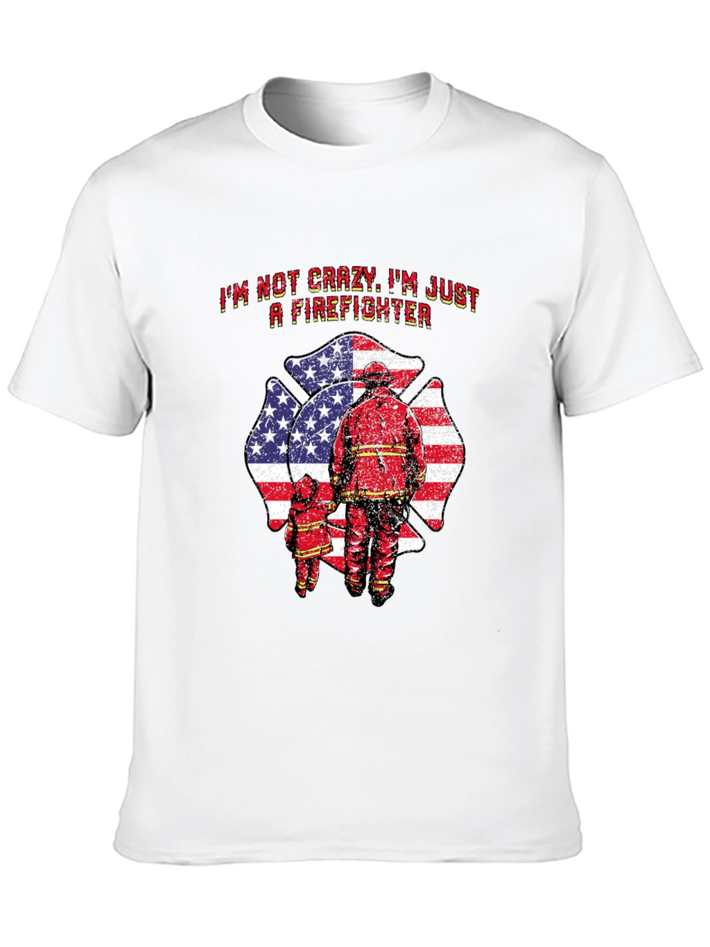 Firefighter Dad T-Shirt - American Flag Maltese Cross