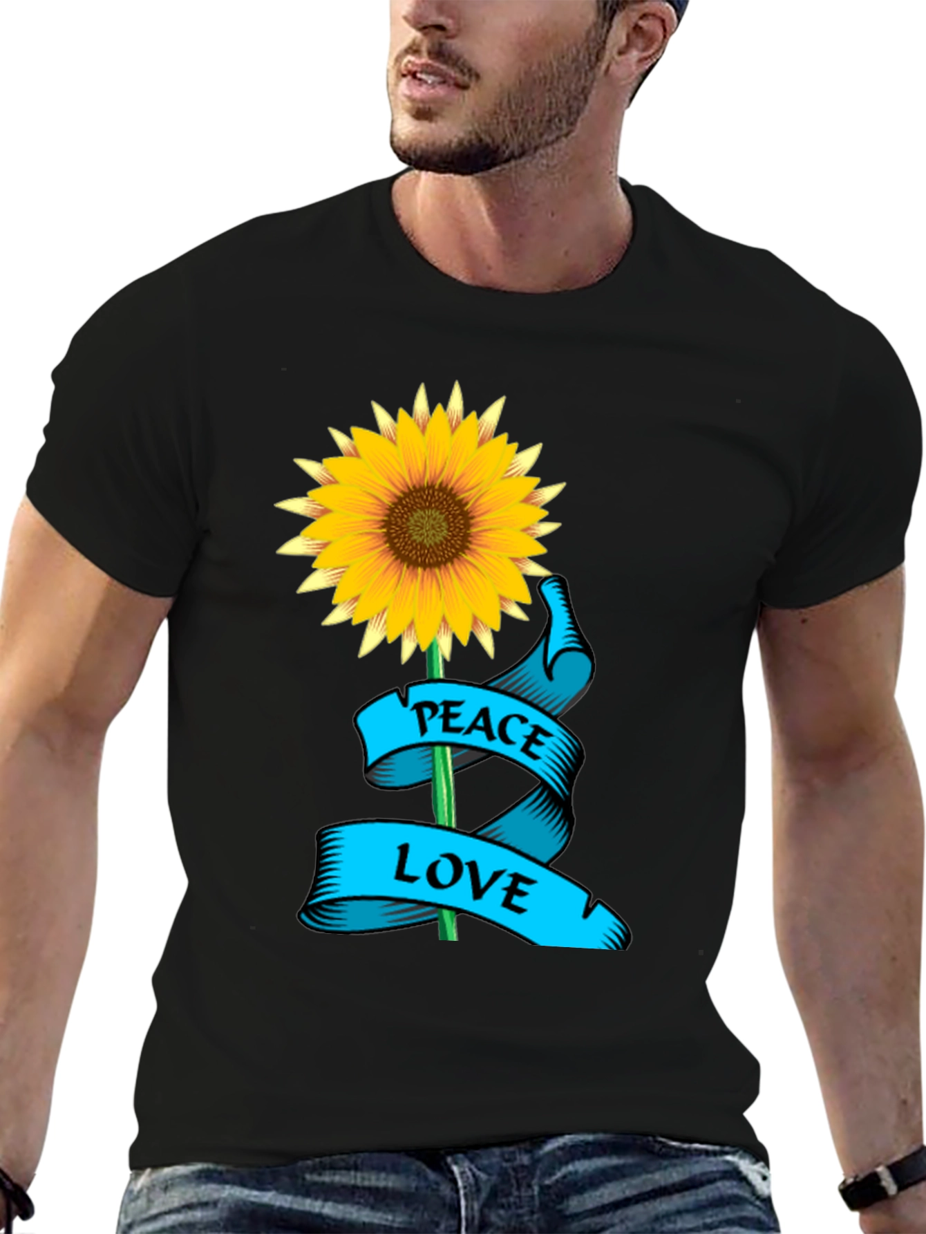 Peace Love Sunflower Graphic T-Shirt