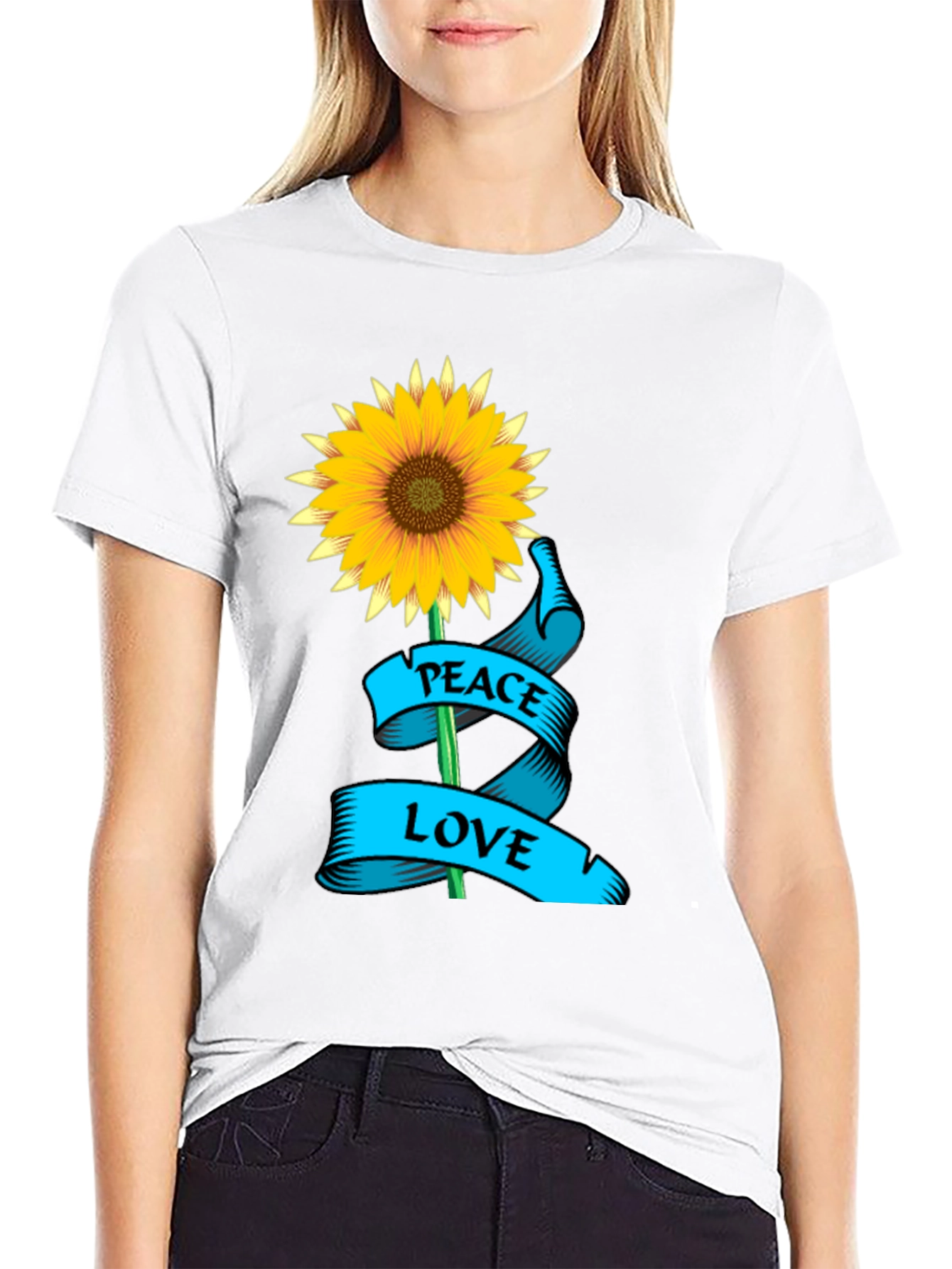 Peace Love Sunflower Graphic T-Shirt