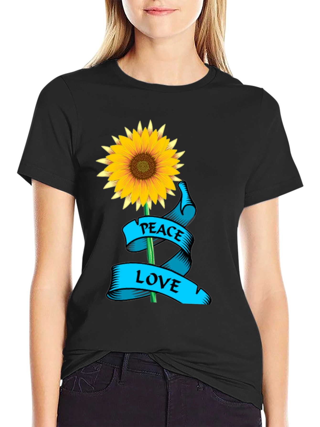 Peace Love Sunflower Graphic T-Shirt