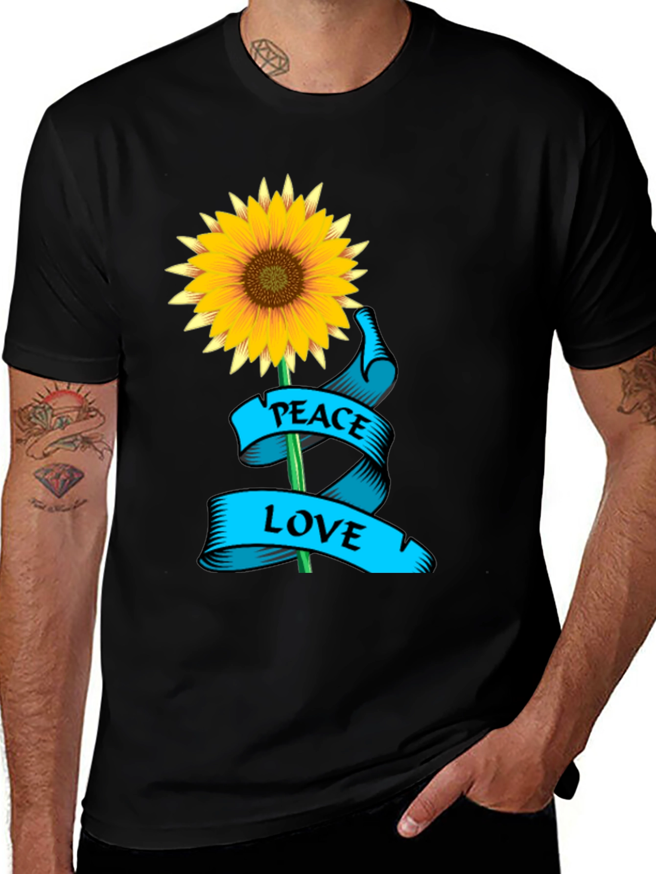 Peace Love Sunflower Graphic T-Shirt