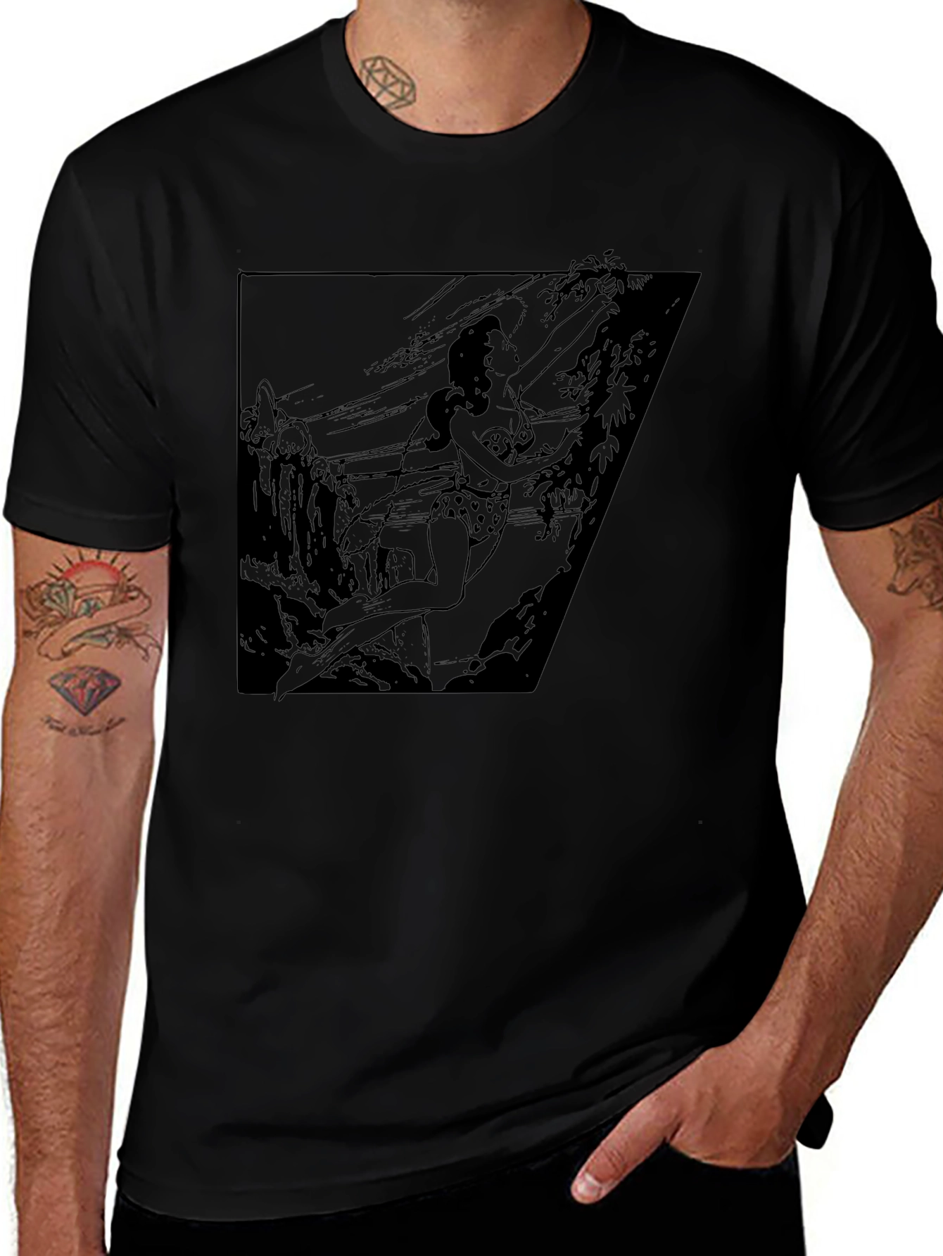 Jungle Girl Graphic Tee - Black Cotton T-Shirt