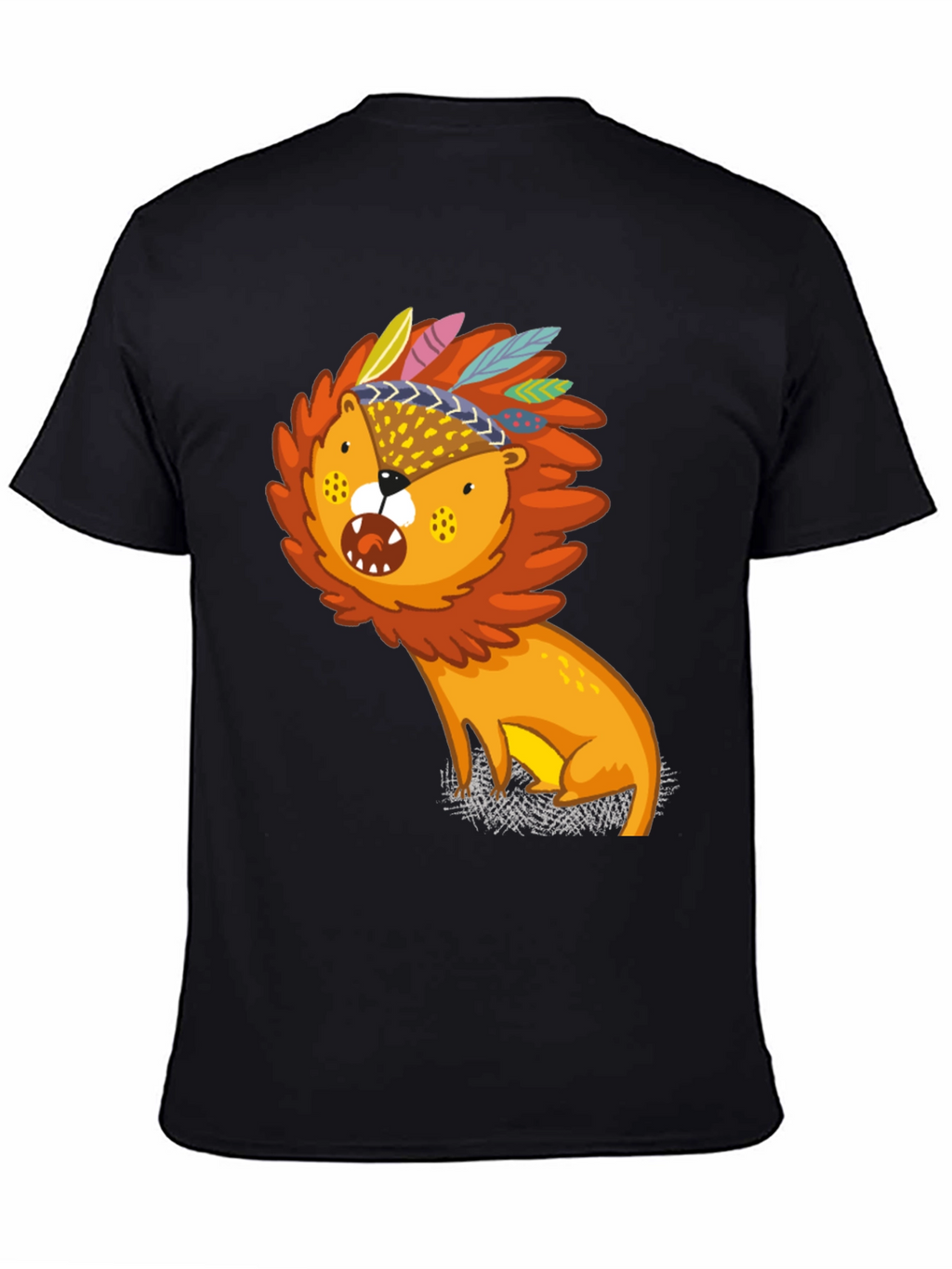 Lion Graphic Print Black Tee