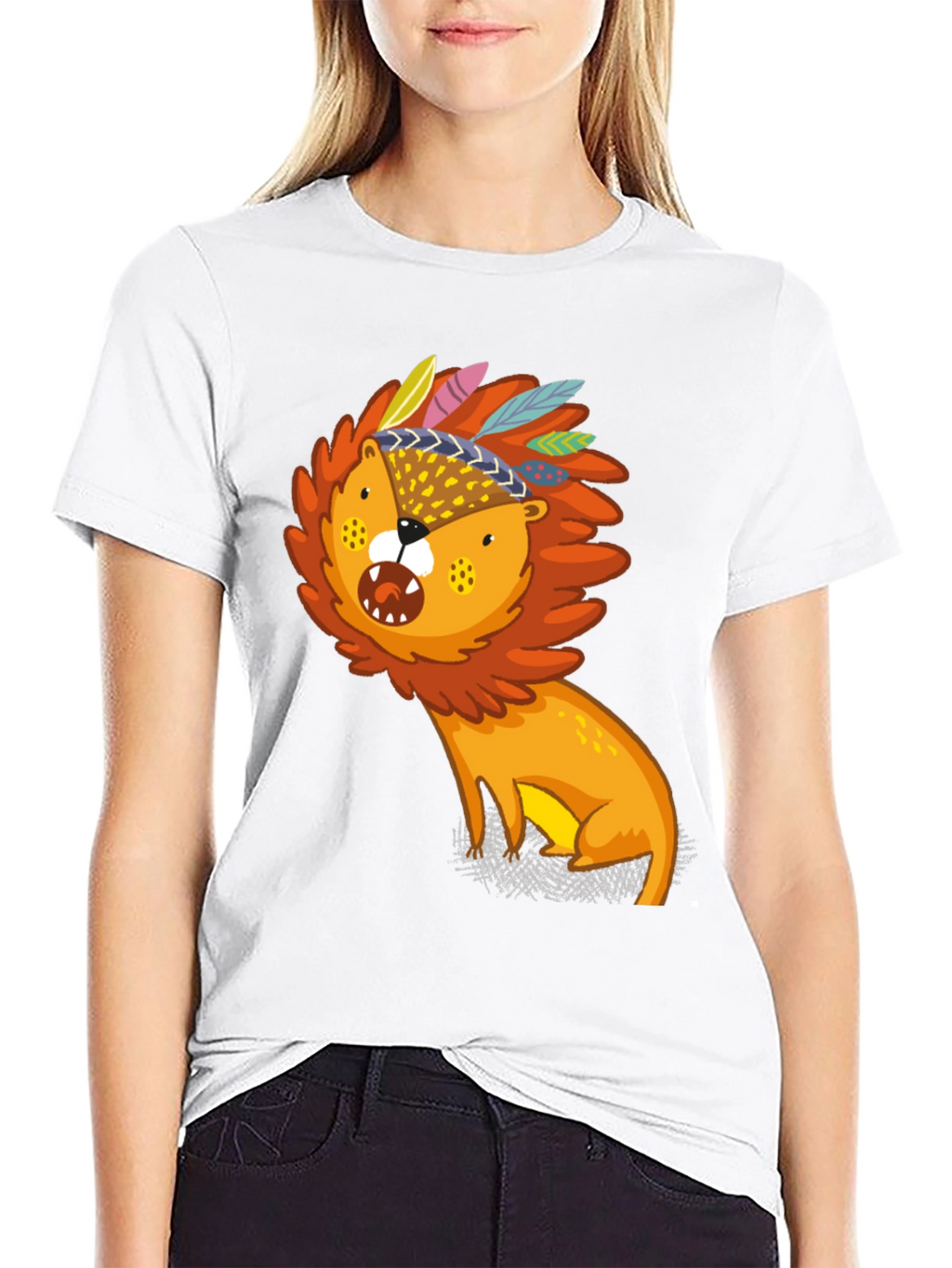 Lion Graphic Print Black Tee