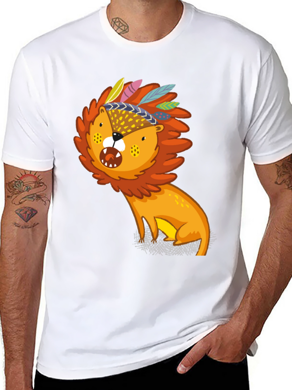 Lion Graphic Print Black Tee