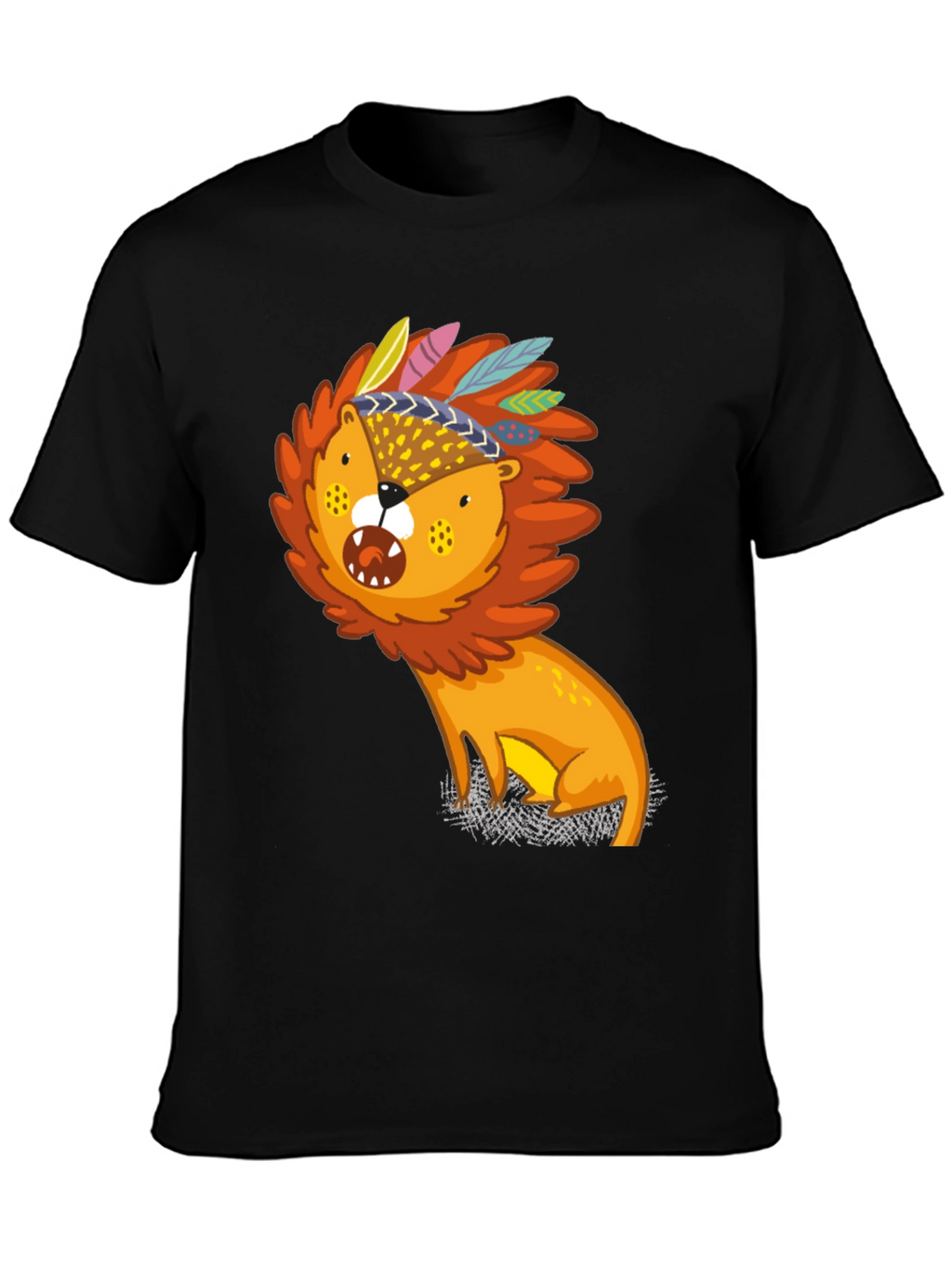 Lion Graphic Print Black Tee