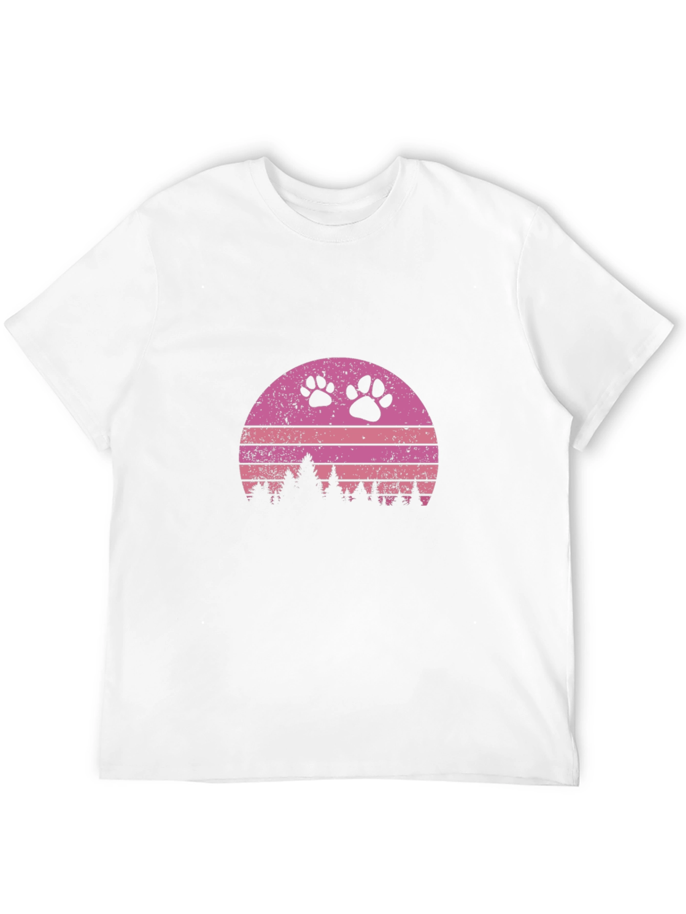 Retro Sunset Paw Print T-Shirt
