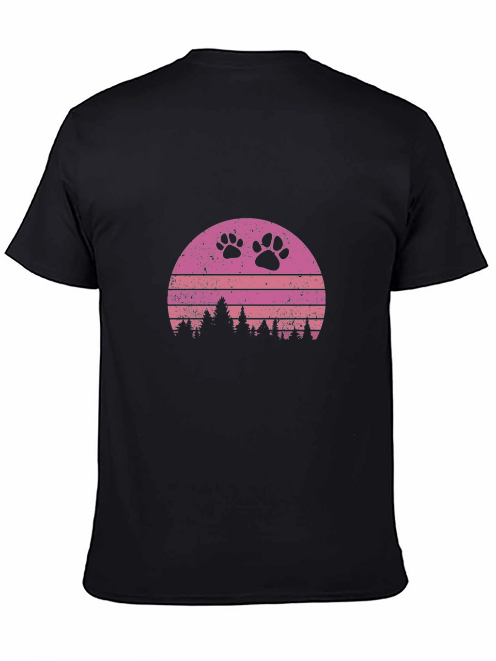 Retro Sunset Paw Print T-Shirt