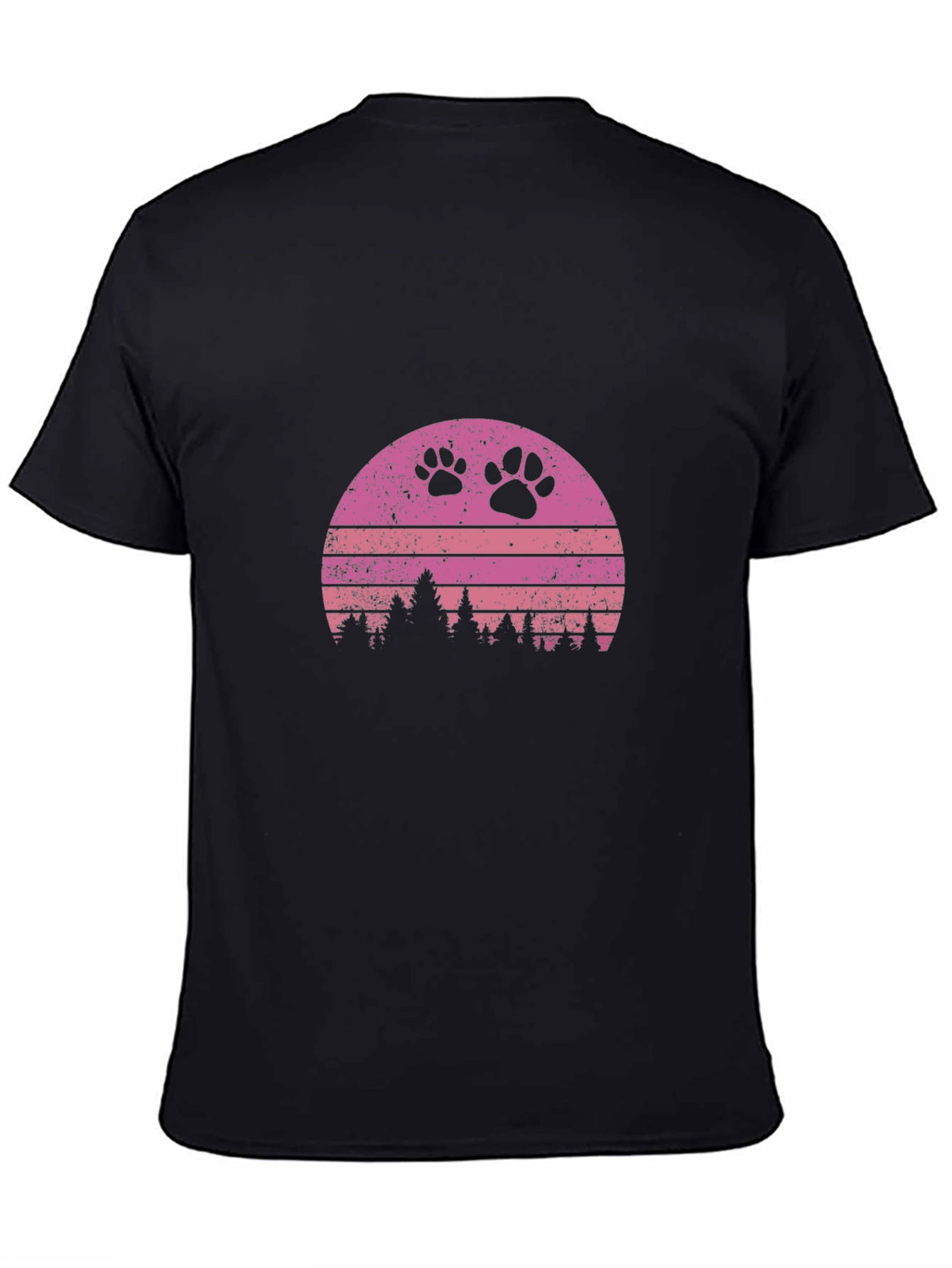 Retro Sunset Paw Print T-Shirt