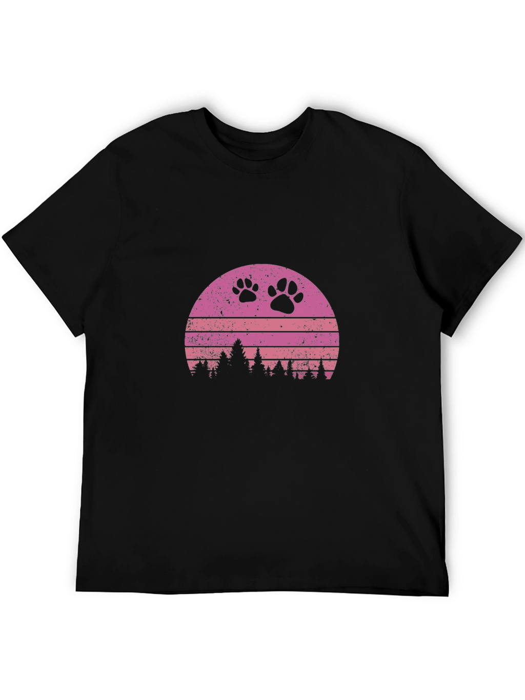 Retro Sunset Paw Print T-Shirt