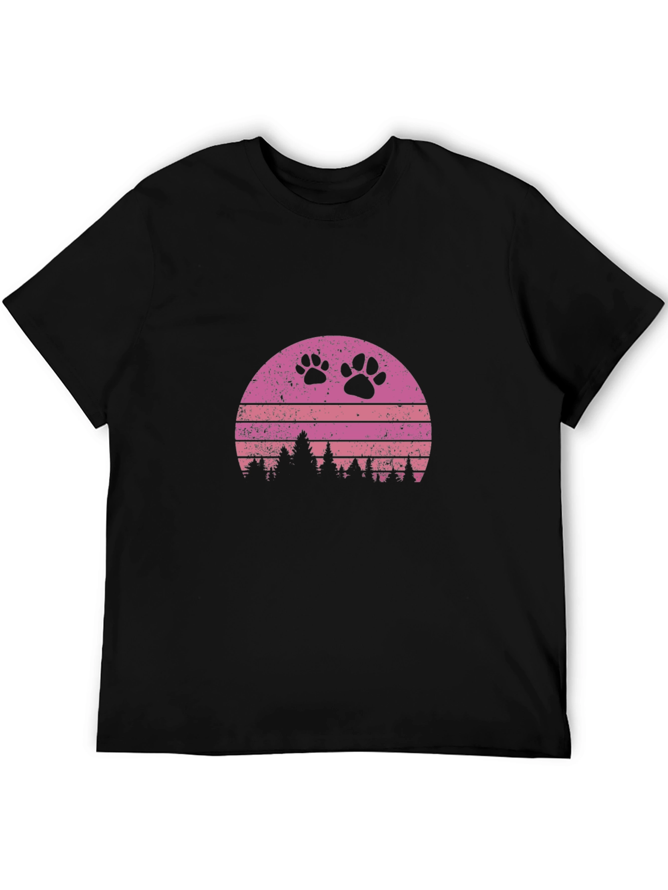 Retro Sunset Paw Print T-Shirt