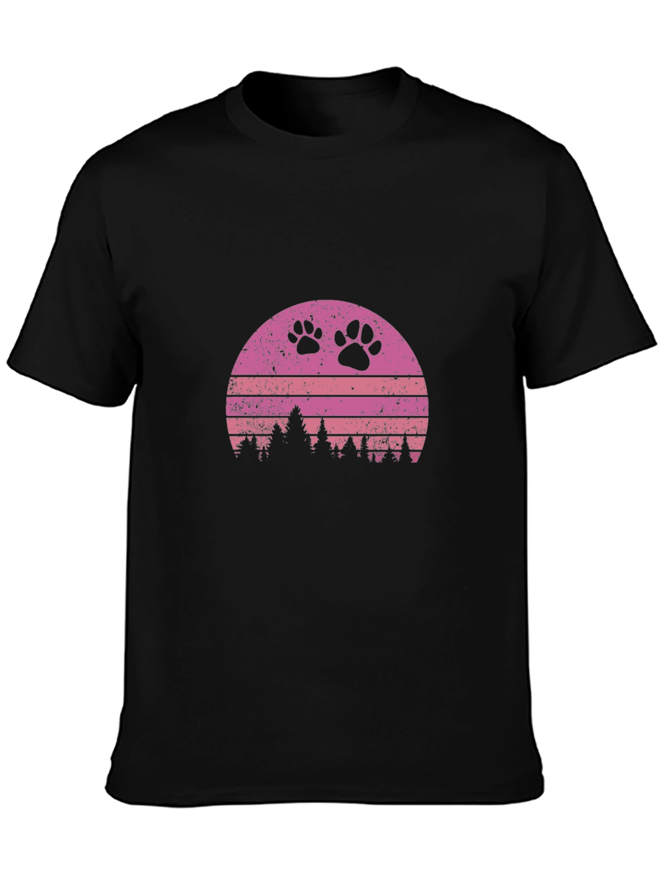 Retro Sunset Paw Print T-Shirt