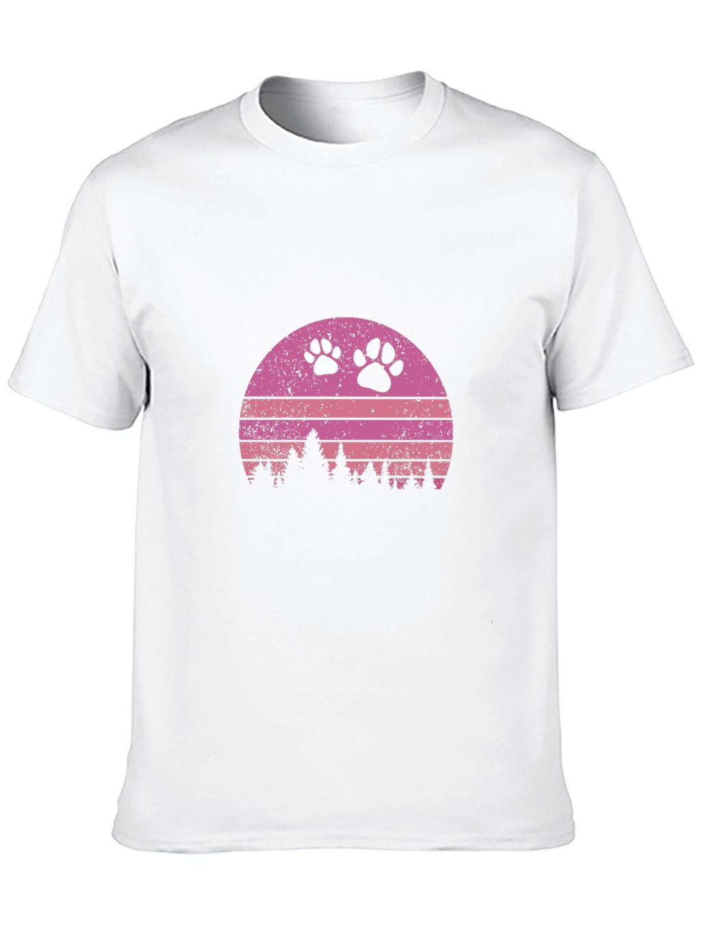 Retro Sunset Paw Print T-Shirt