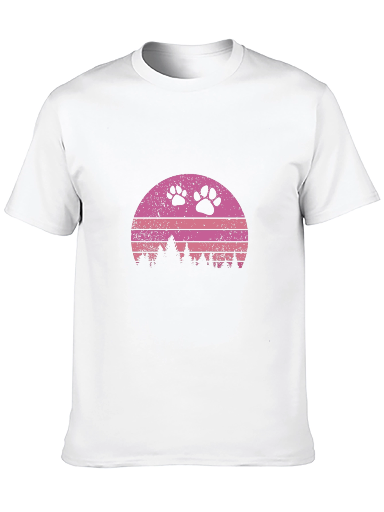 Retro Sunset Paw Print T-Shirt