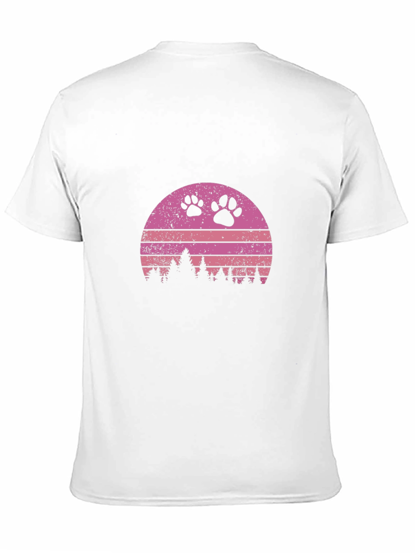 Retro Sunset Paw Print T-Shirt