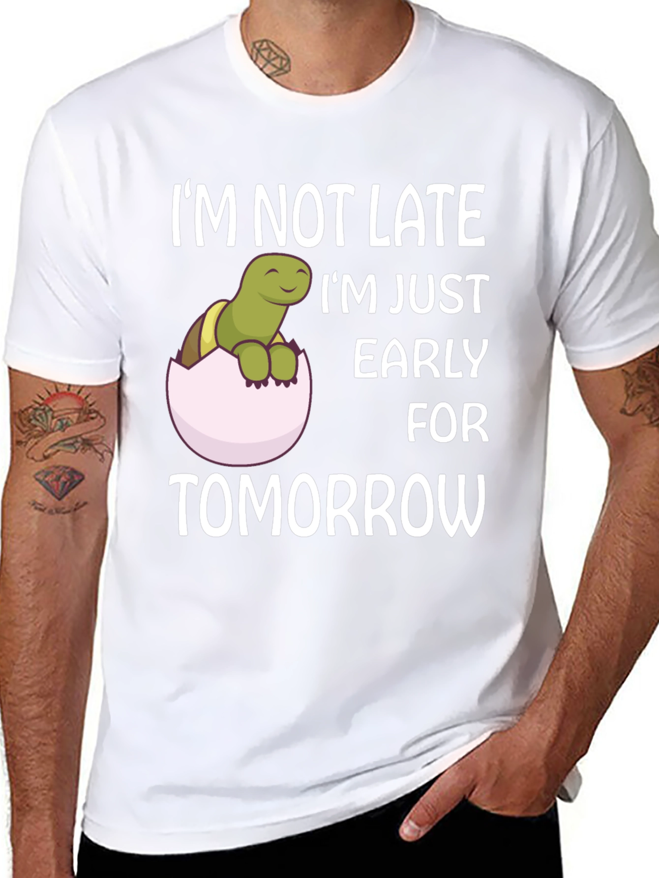Funny Turtle Early for Tomorrow Graphic T-Shirt