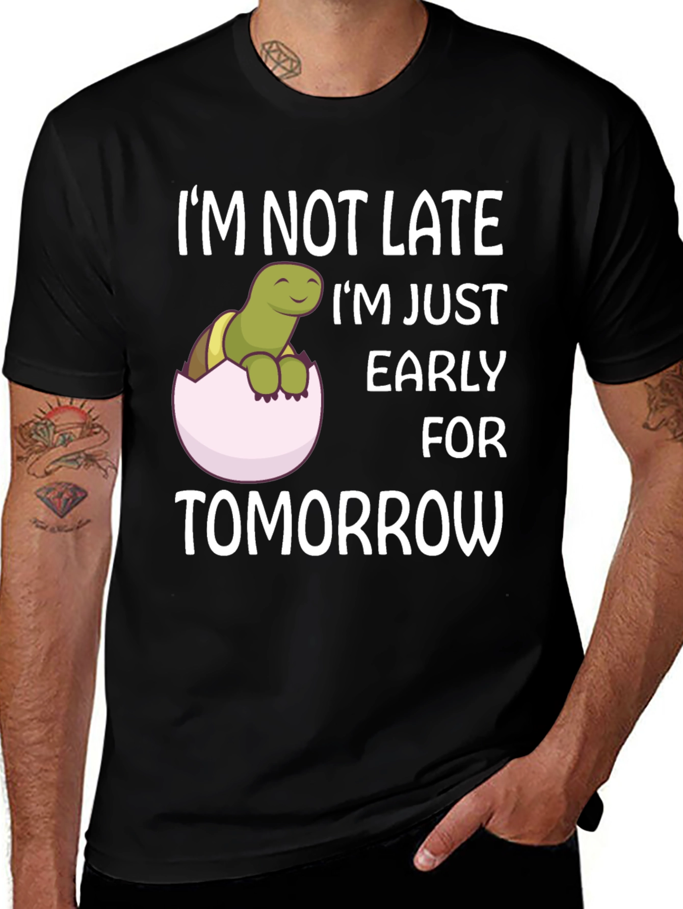 Funny Turtle Early for Tomorrow Graphic T-Shirt