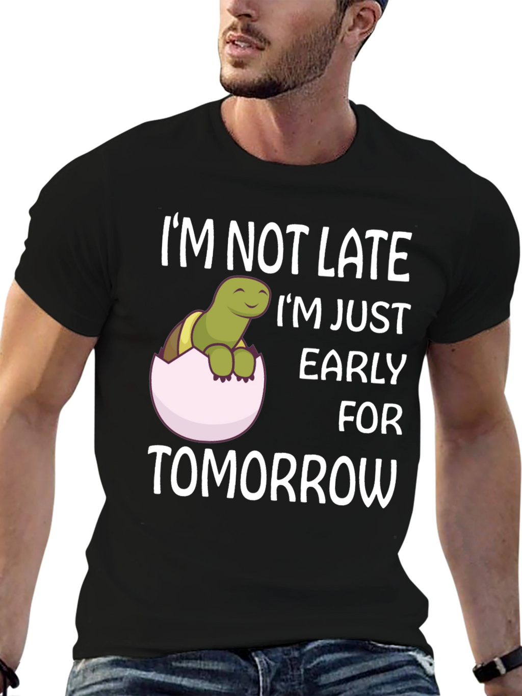 Funny Turtle Early for Tomorrow Graphic T-Shirt