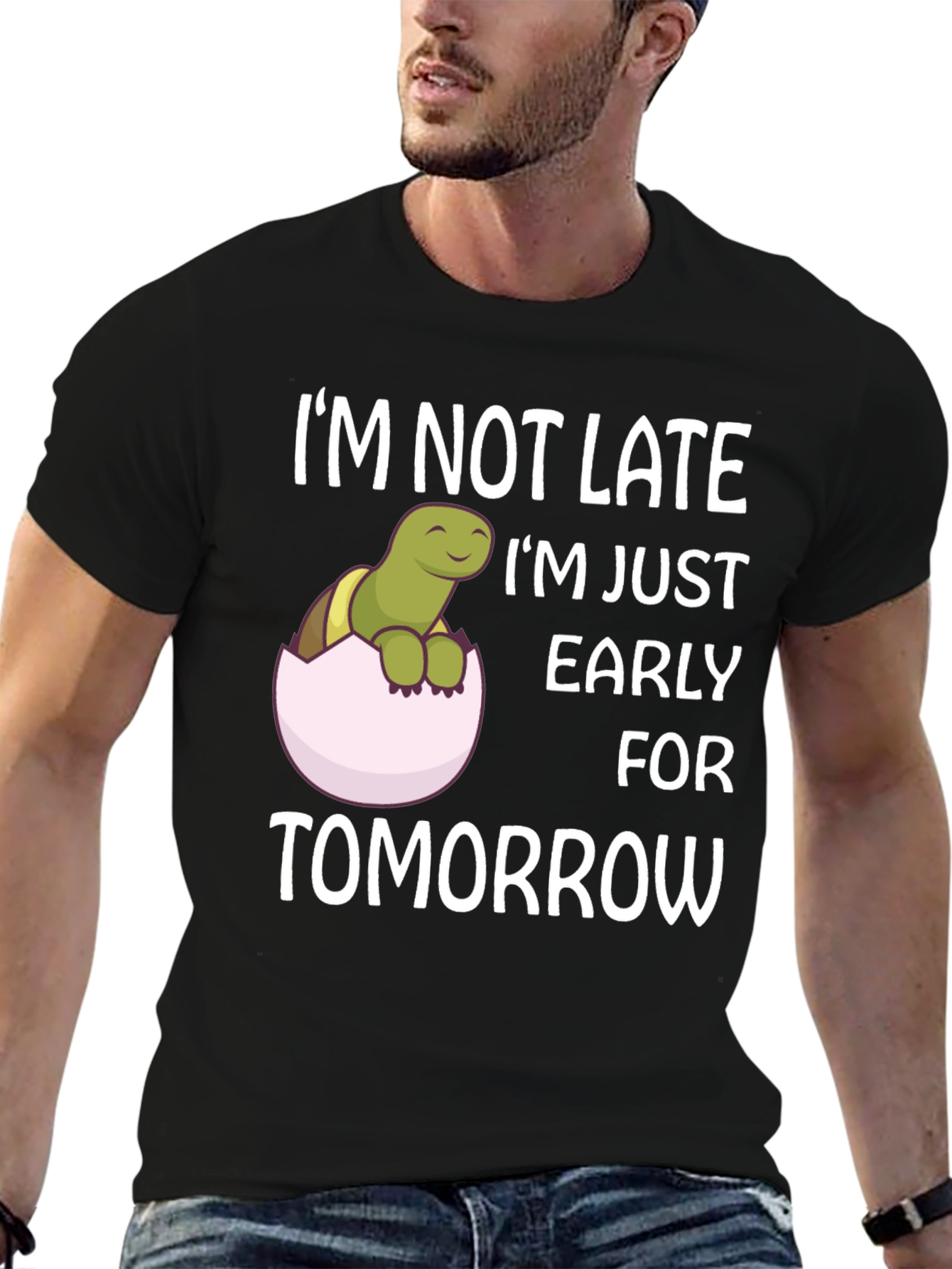 Funny Turtle Early for Tomorrow Graphic T-Shirt