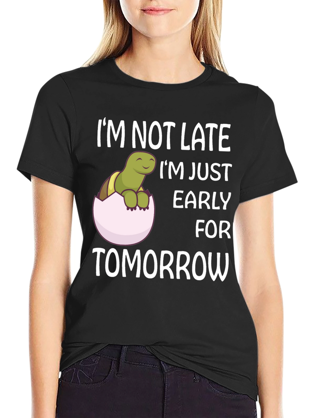 Funny Turtle Early for Tomorrow Graphic T-Shirt