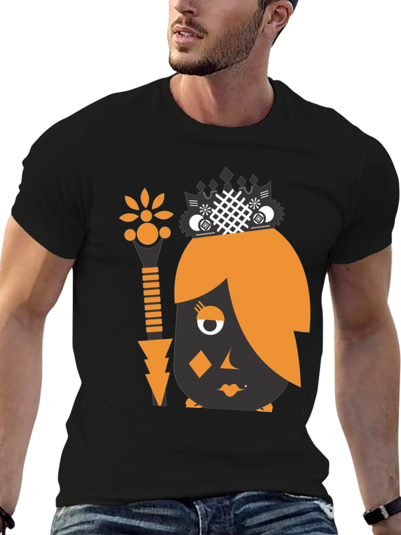 Abstract Graphic Print Black Tee