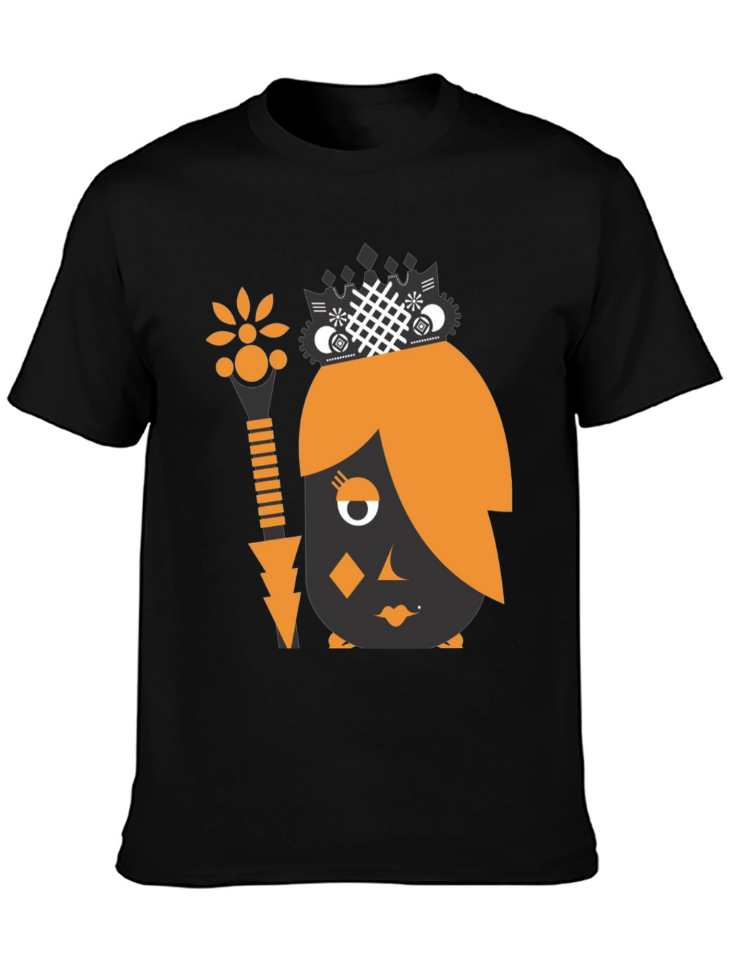 Abstract Graphic Print Black Tee