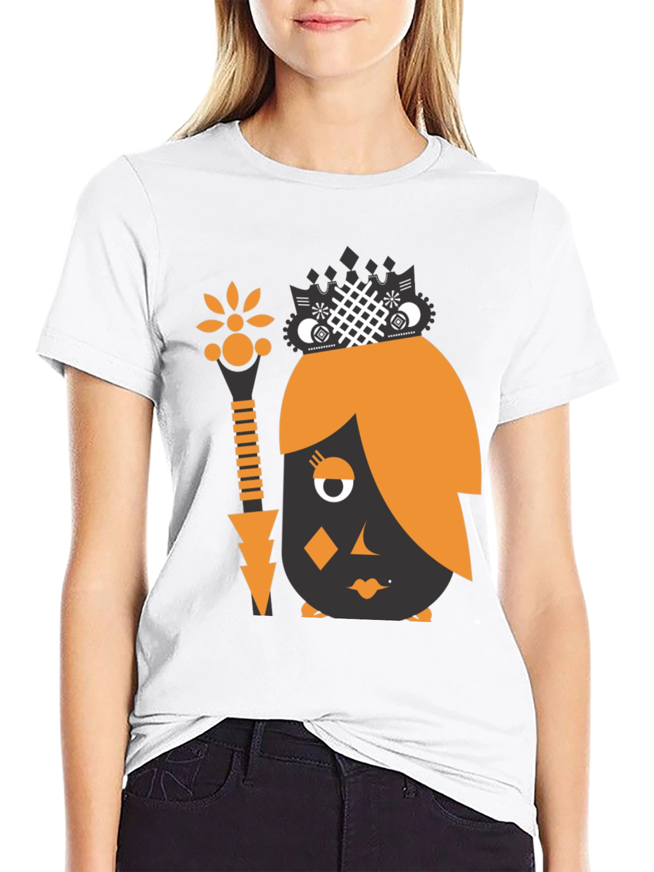 Abstract Graphic Print Black Tee