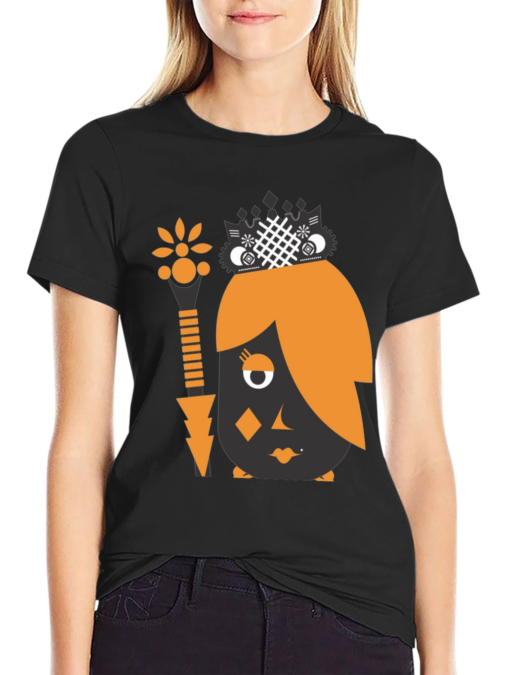 Abstract Graphic Print Black Tee