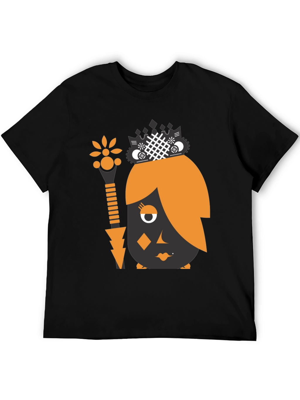 Abstract Graphic Print Black Tee