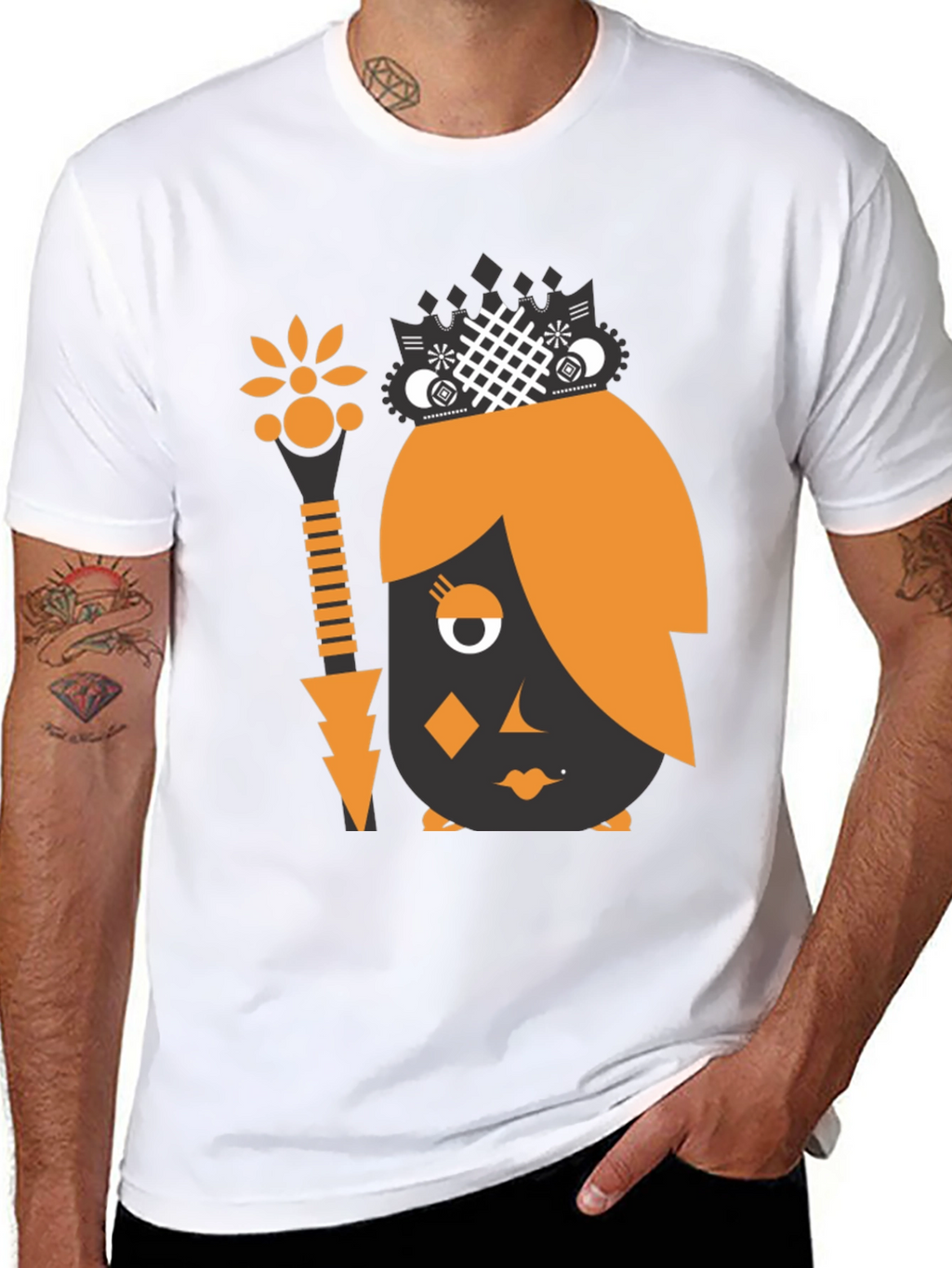 Abstract Graphic Print Black Tee