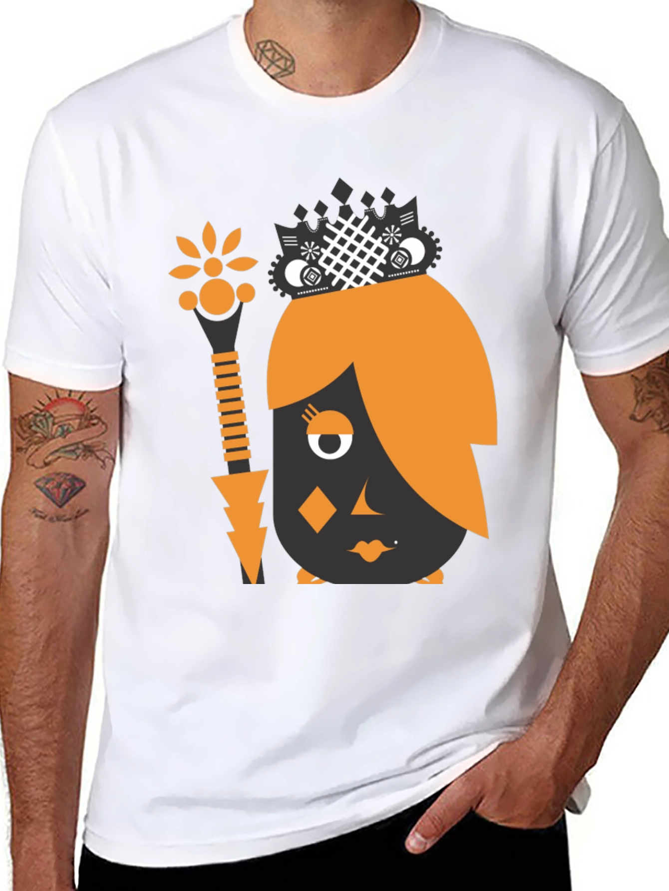 Abstract Graphic Print Black Tee