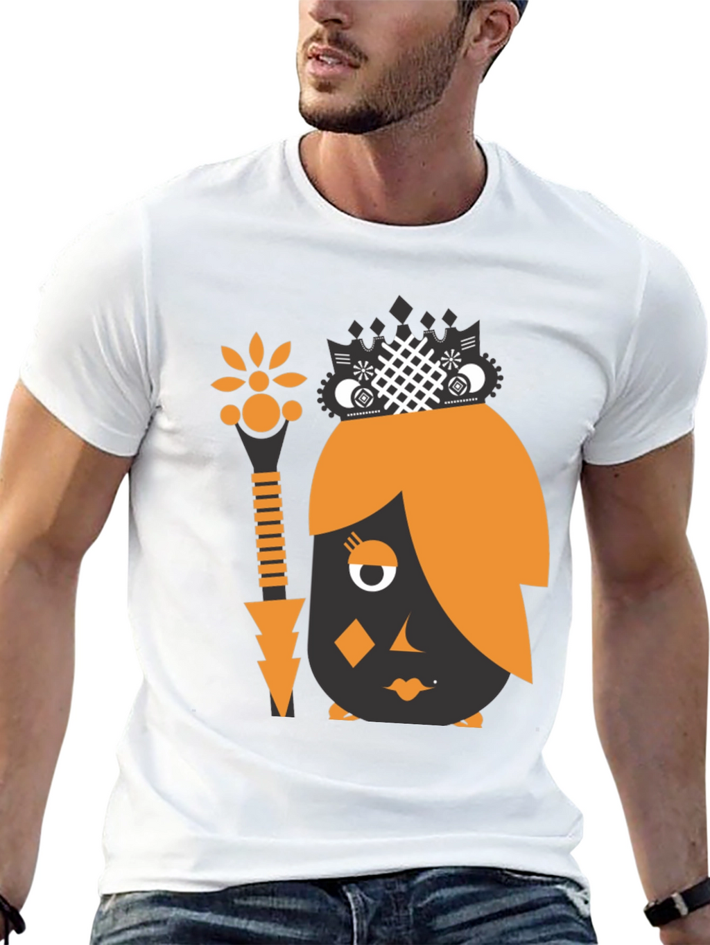 Abstract Graphic Print Black Tee