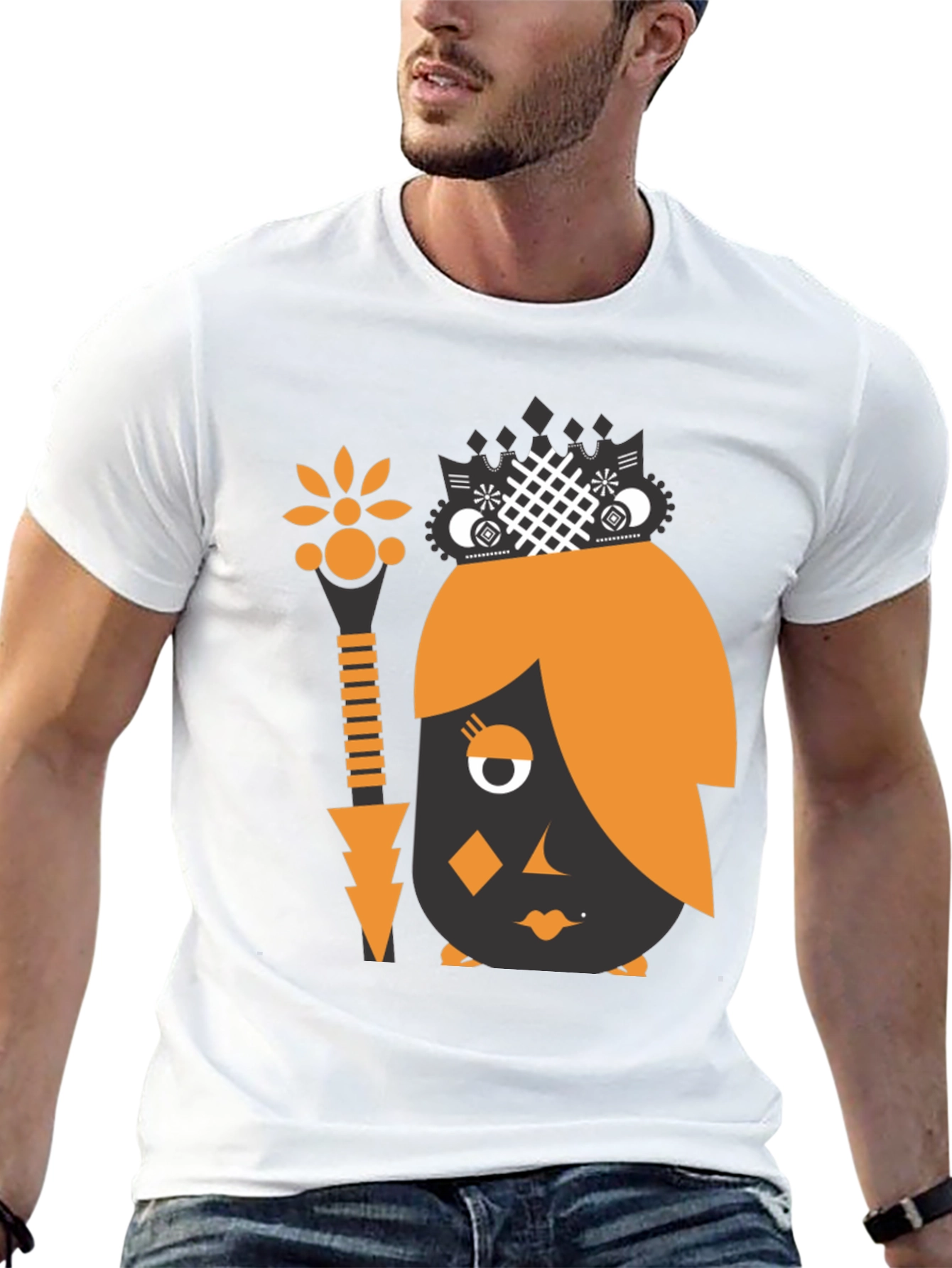 Abstract Graphic Print Black Tee