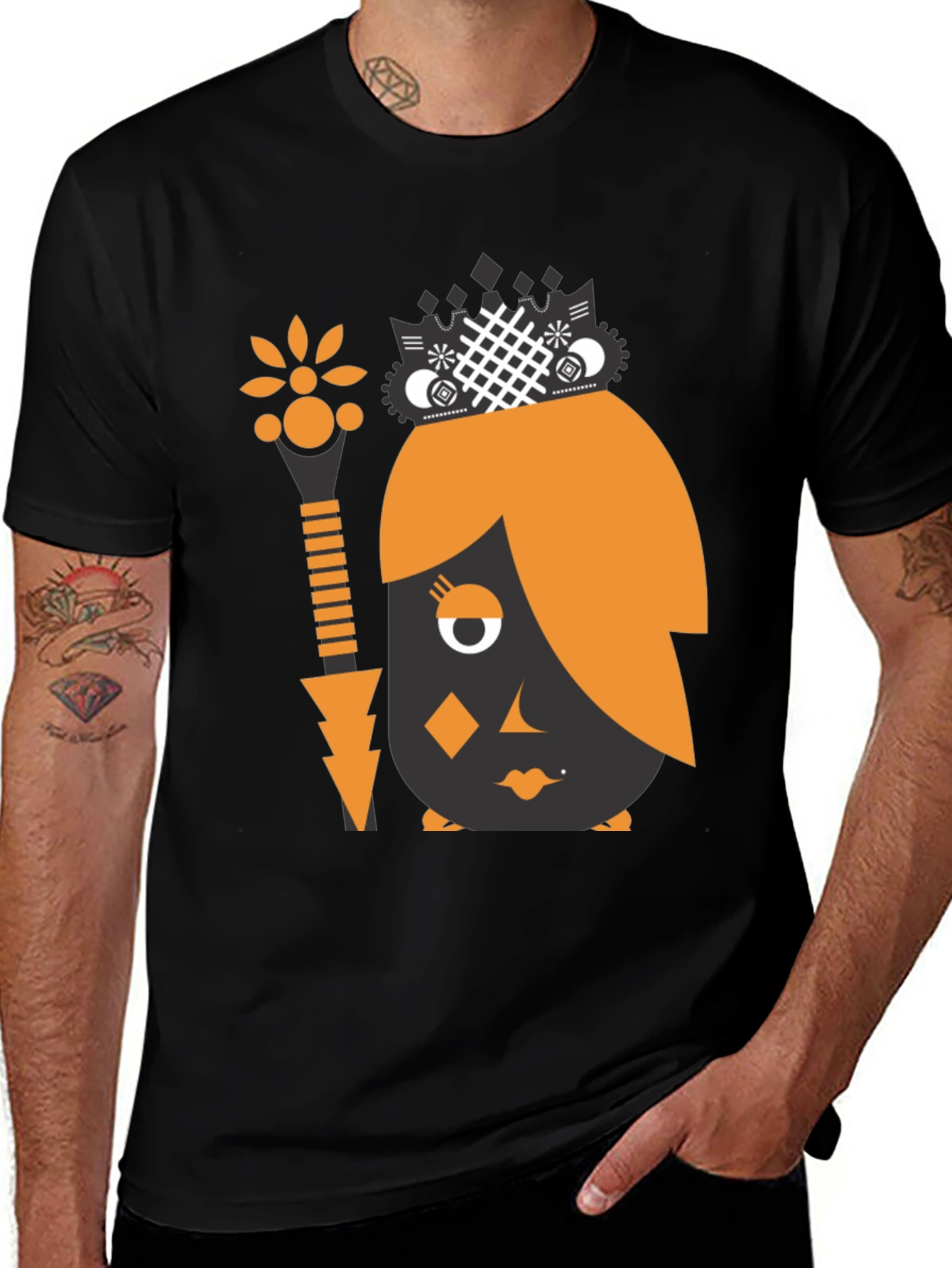 Abstract Graphic Print Black Tee