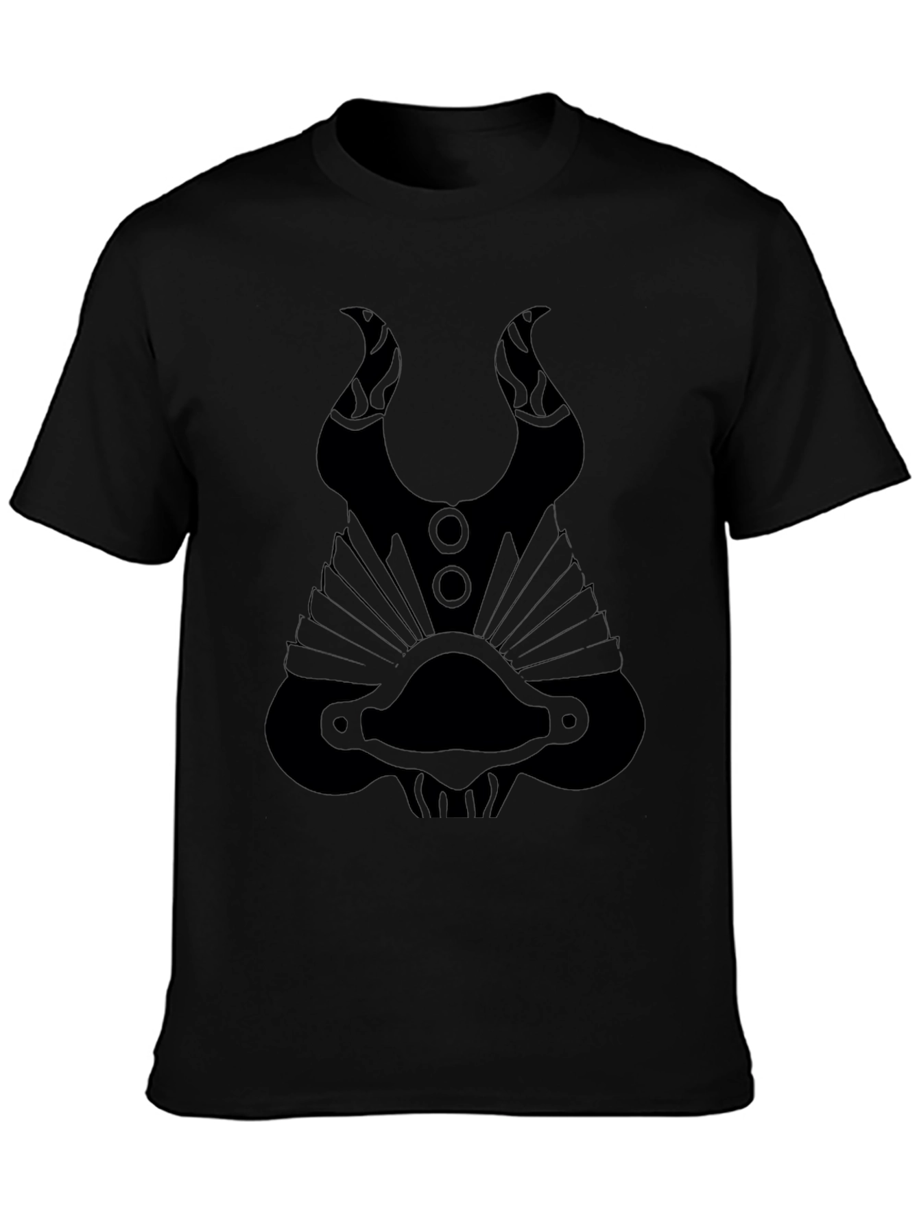 Black Graphic Tee - Abstract Mask Design