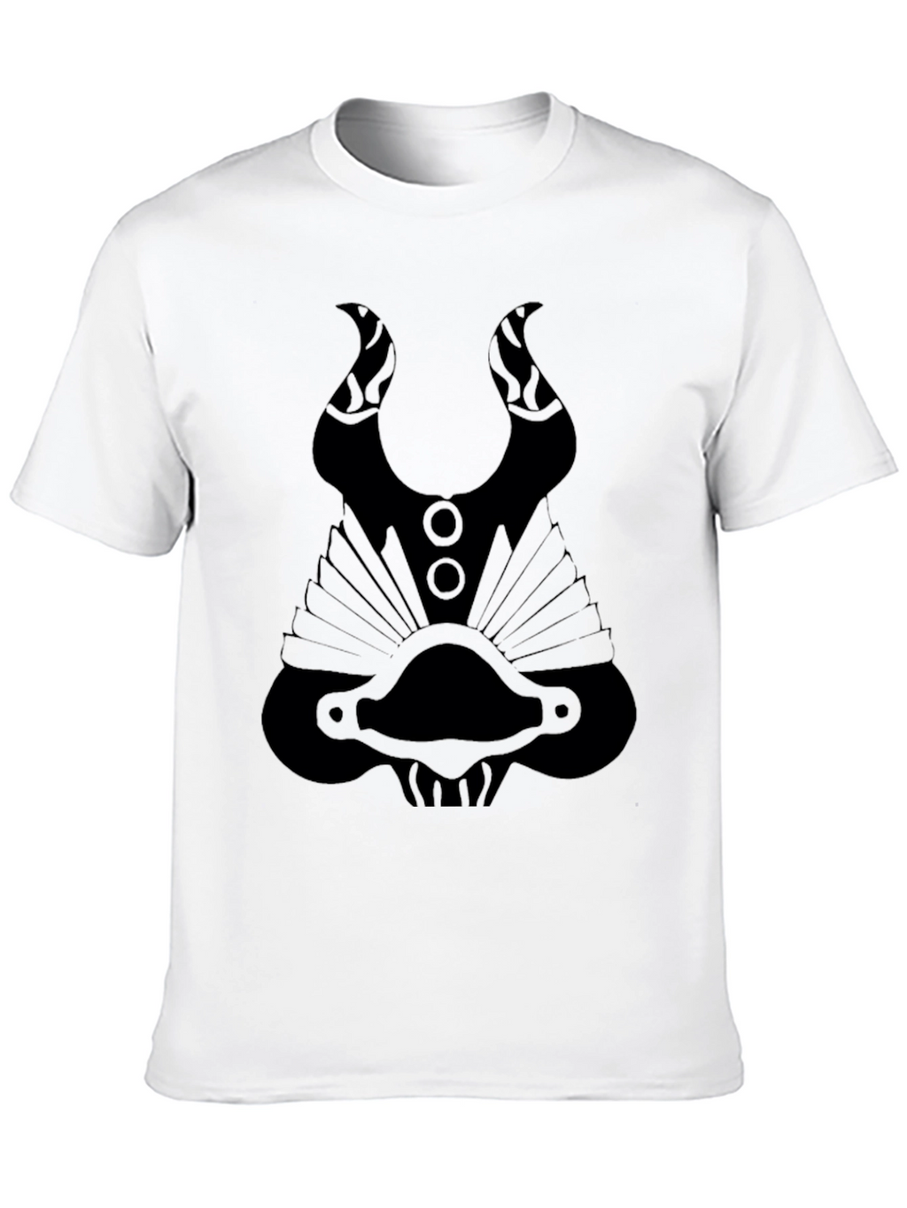Black Graphic Tee - Abstract Mask Design