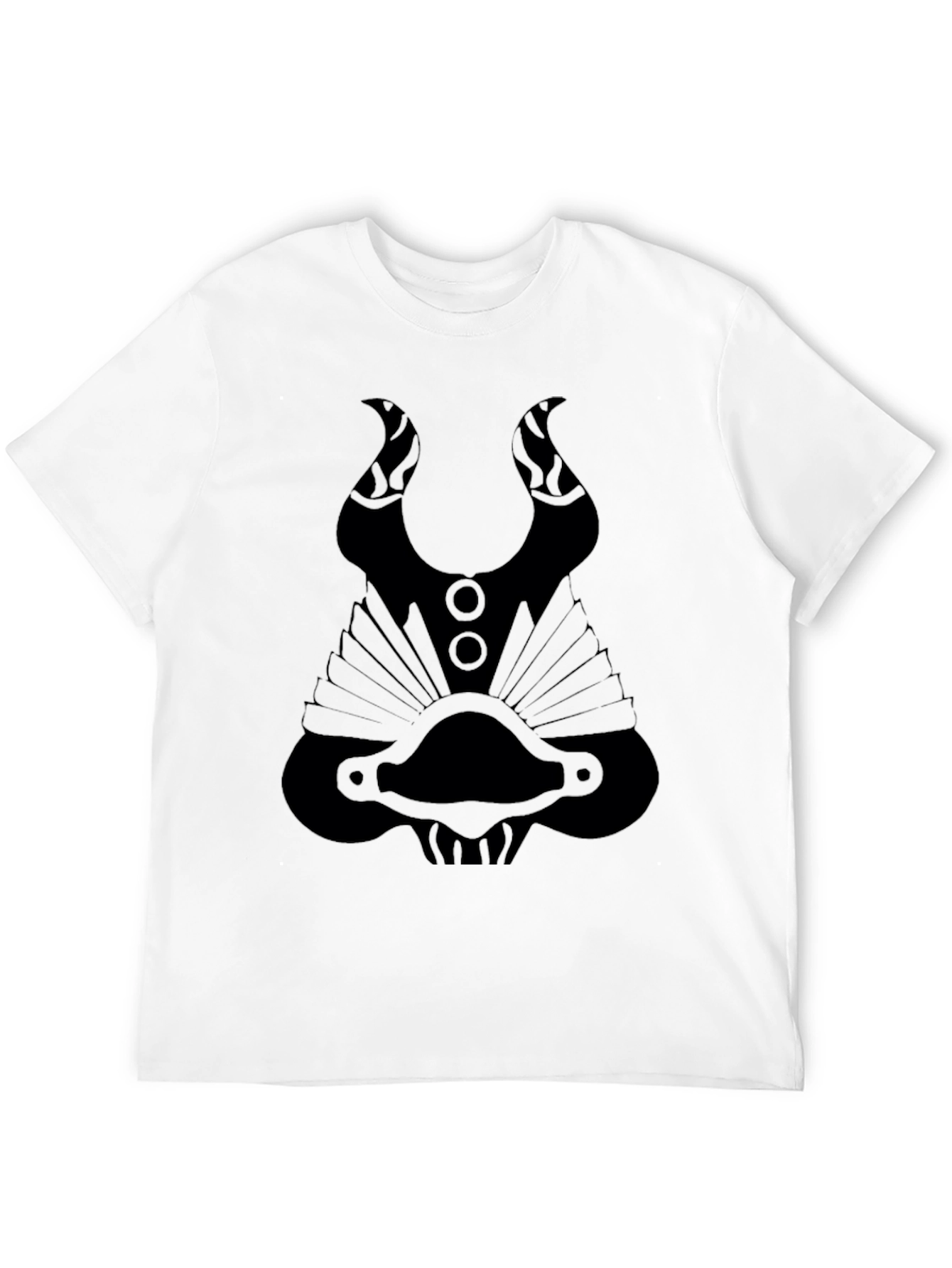Black Graphic Tee - Abstract Mask Design