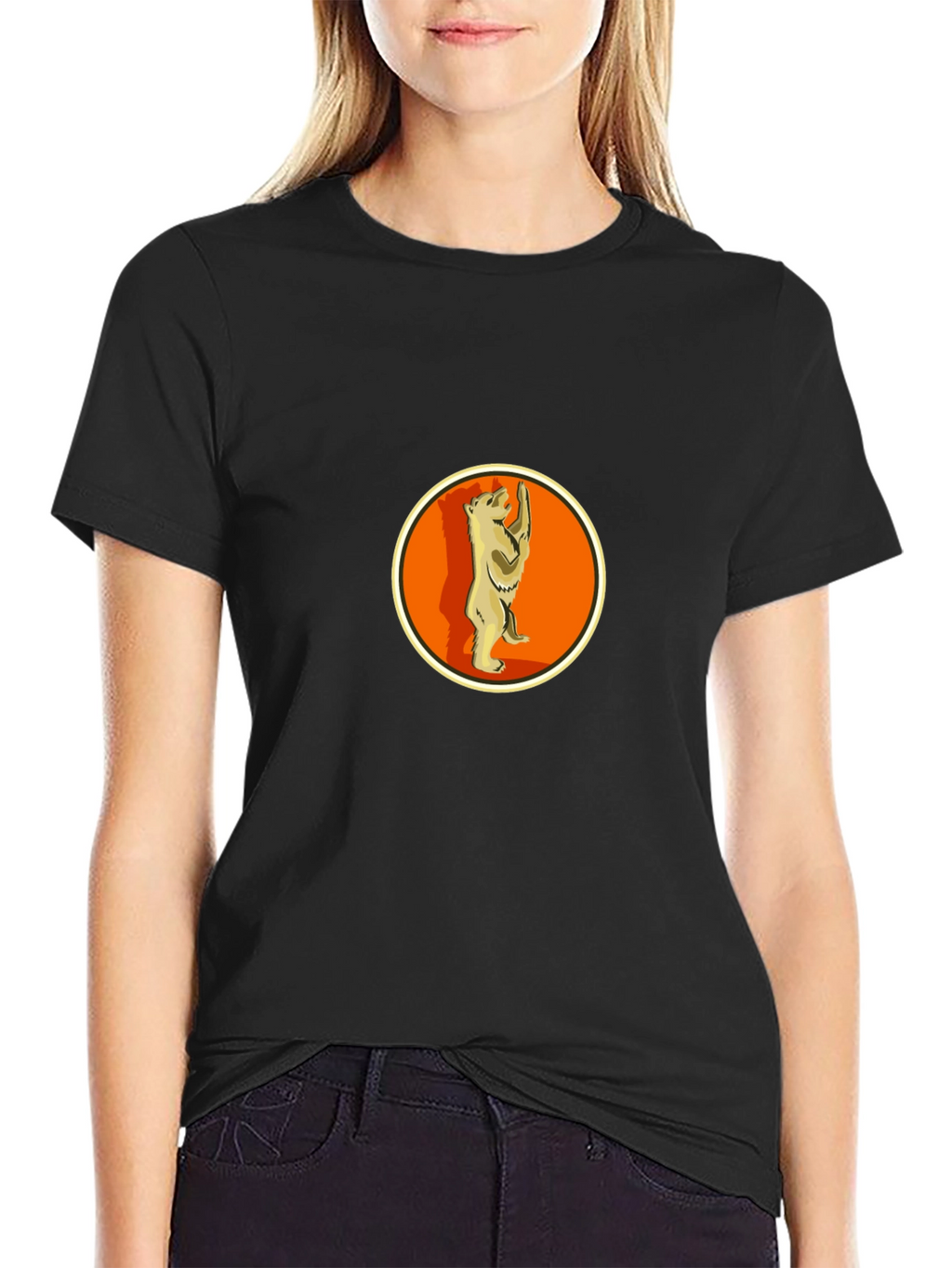 Berlin Bear T-Shirt - Black Crew Neck Graphic Tee