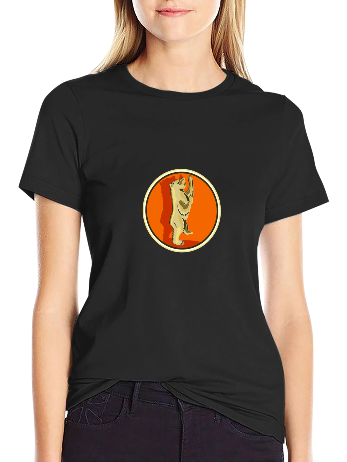 Berlin Bear T-Shirt - Black Crew Neck Graphic Tee
