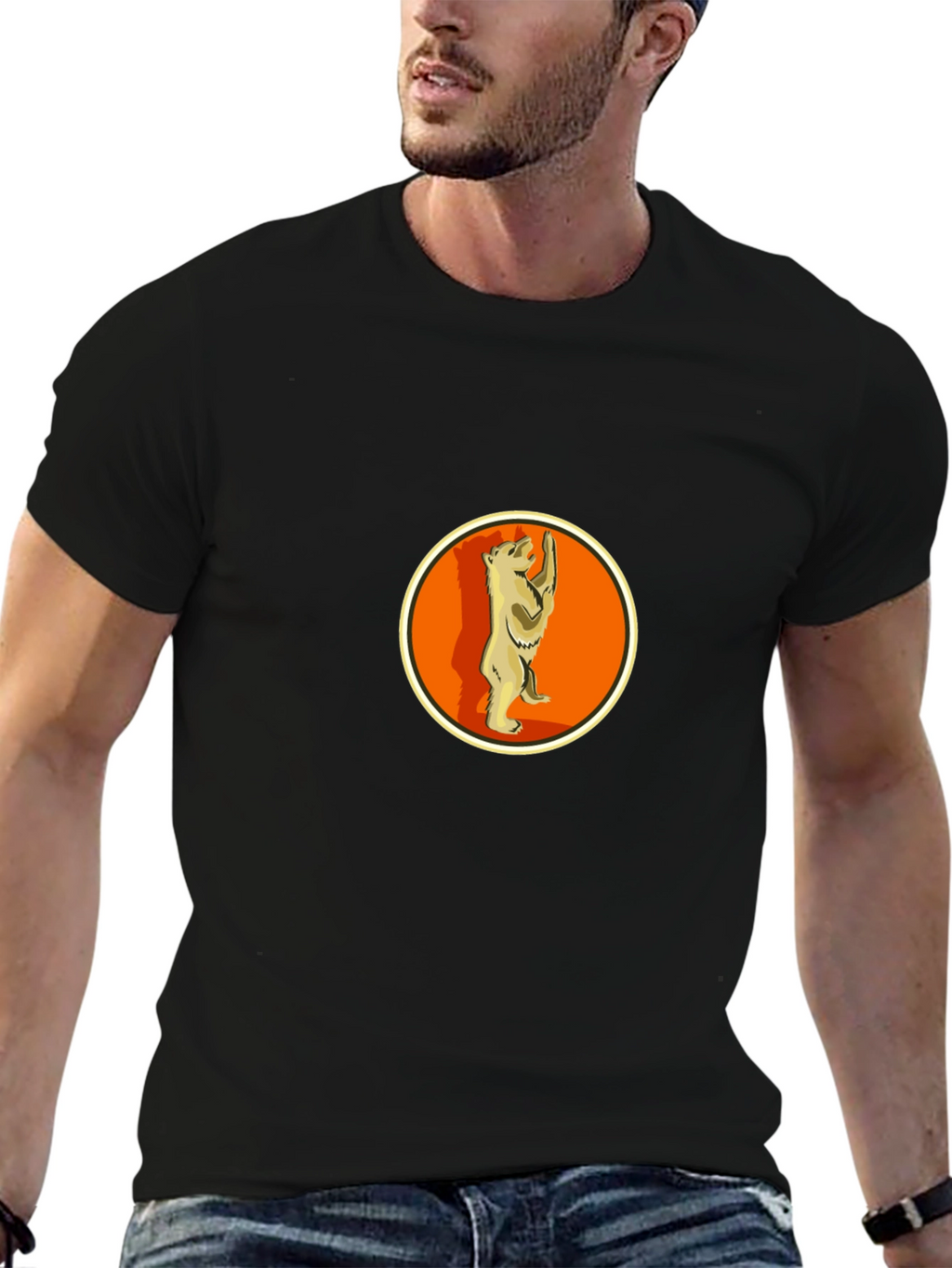 Berlin Bear T-Shirt - Black Crew Neck Graphic Tee