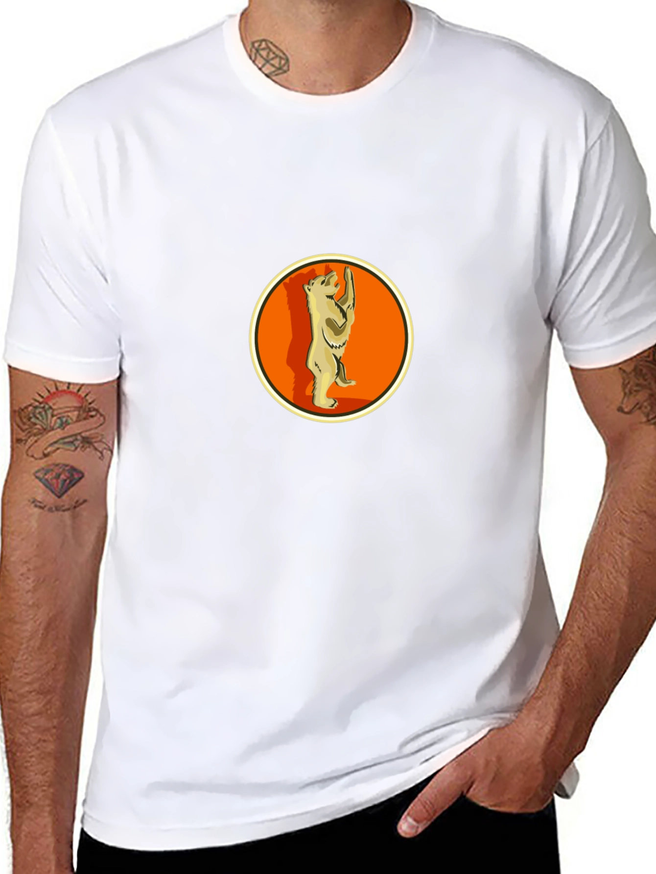 Berlin Bear T-Shirt - Black Crew Neck Graphic Tee