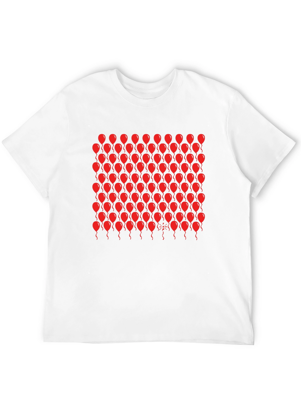 Black T-Shirt with Red Balloon Pattern