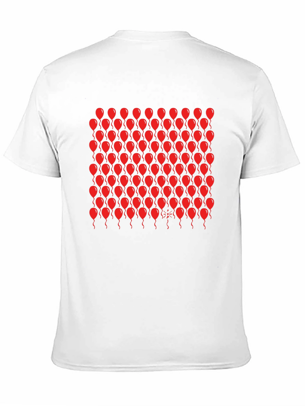 Black T-Shirt with Red Balloon Pattern