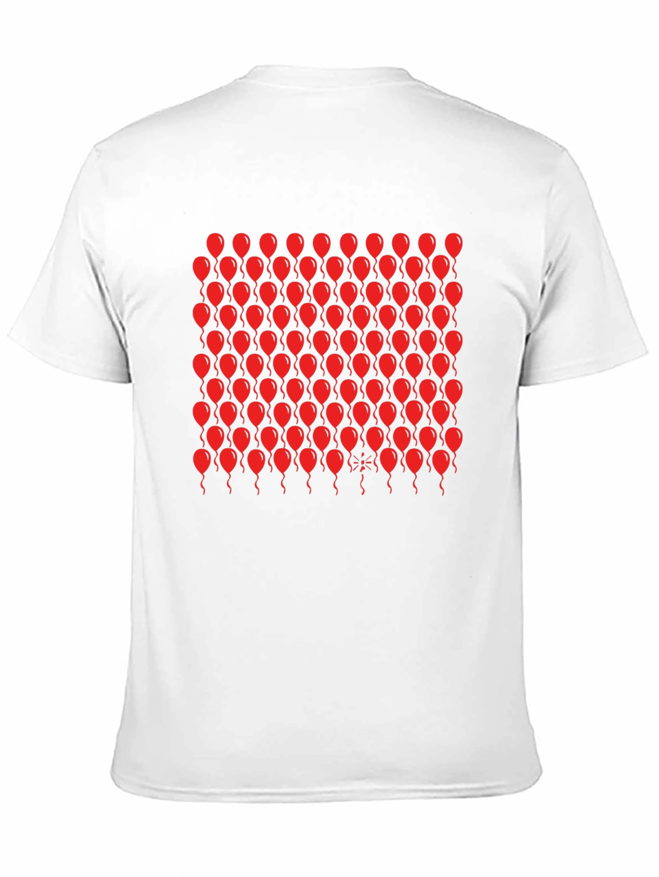 Black T-Shirt with Red Balloon Pattern