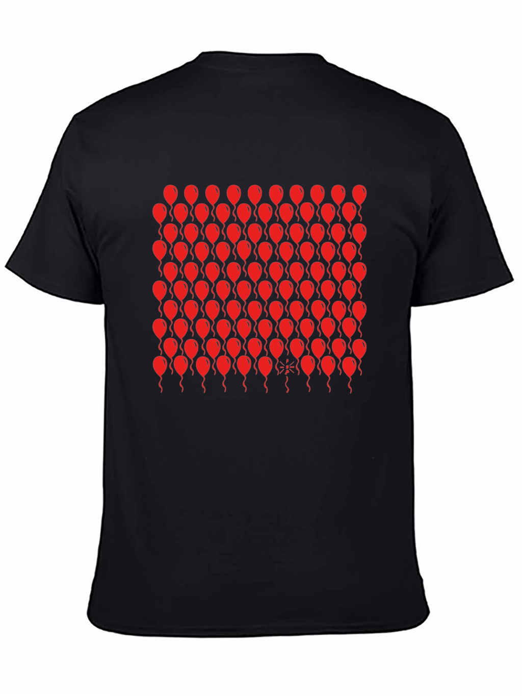 Black T-Shirt with Red Balloon Pattern