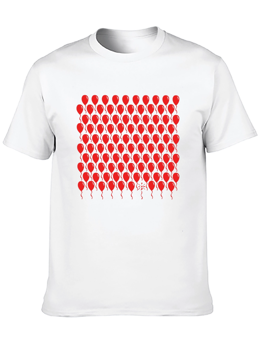 Black T-Shirt with Red Balloon Pattern