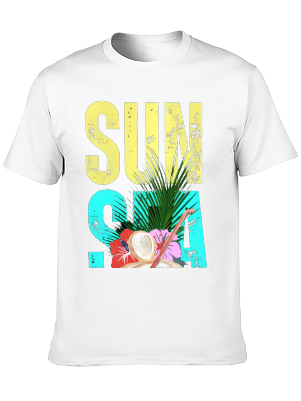 Sun Sea Summer T-Shirt - Coconut Tropical Design