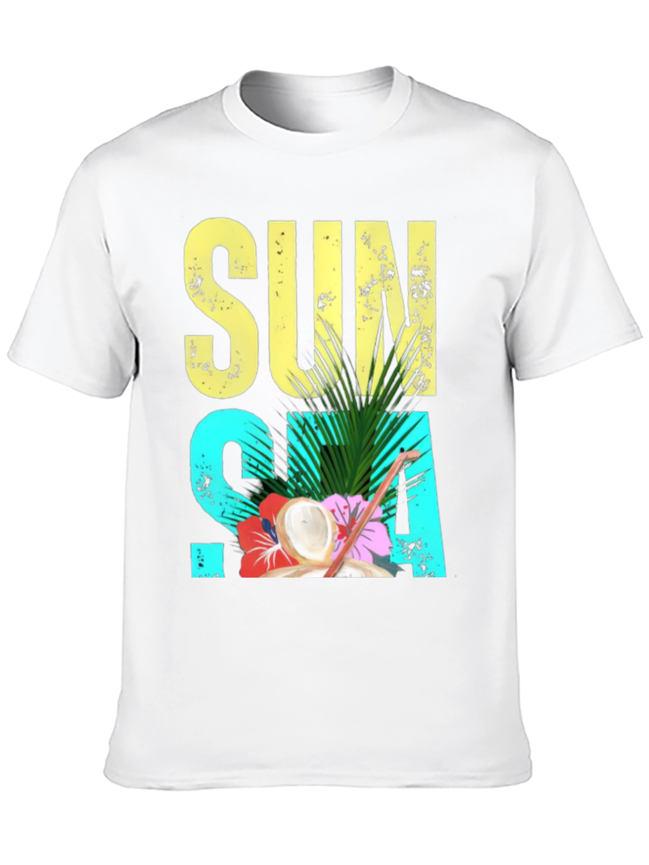 Sun Sea Summer T-Shirt - Coconut Tropical Design