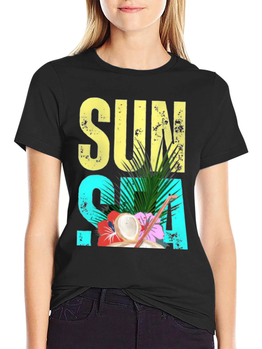 Sun Sea Summer T-Shirt - Coconut Tropical Design